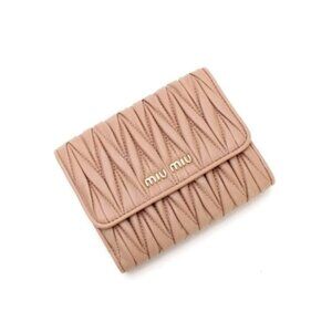Luxe Wallet MIU MIU MATELASSE Portafoglio Mughetto Blush Rose Pink - Very Rare!